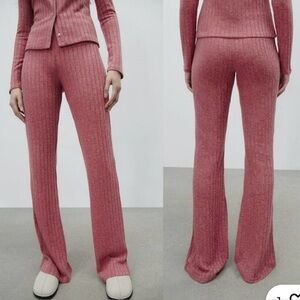 ZARA soft Knit ribbed flare pants. Super cute! NEW